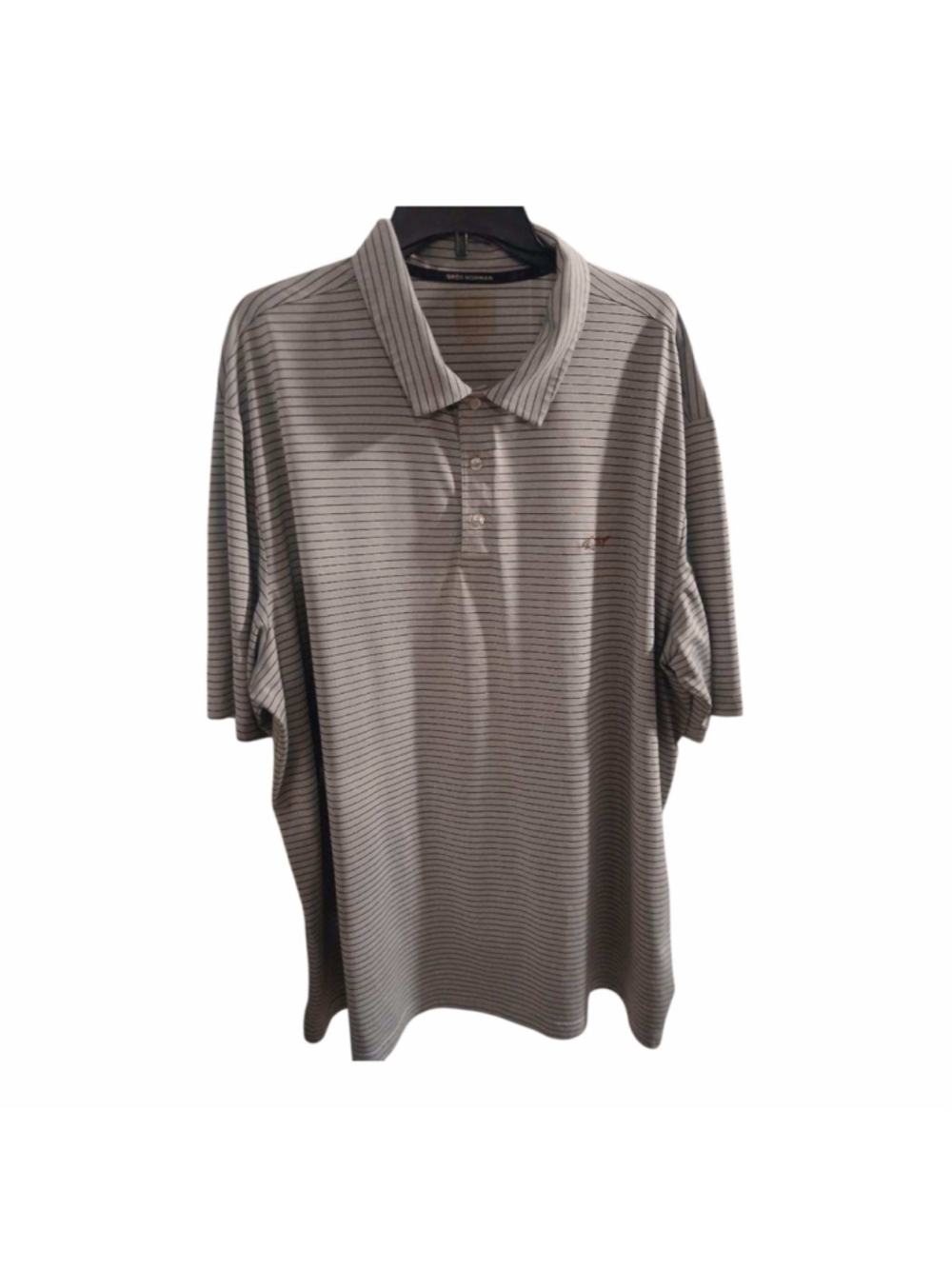 Greg Norman Men’s Polo Shirt Gray Striped Performance Golf 3XL (Est) JC614